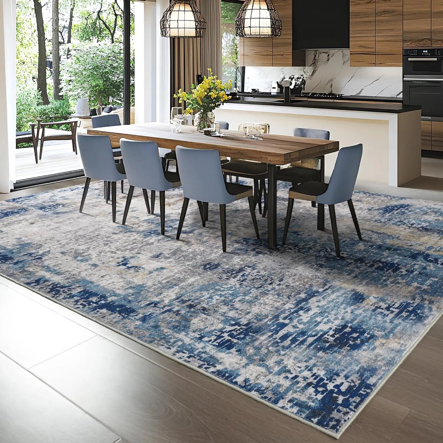 Large Modern Abstract Area Rug Soft Low Pile Non Slip