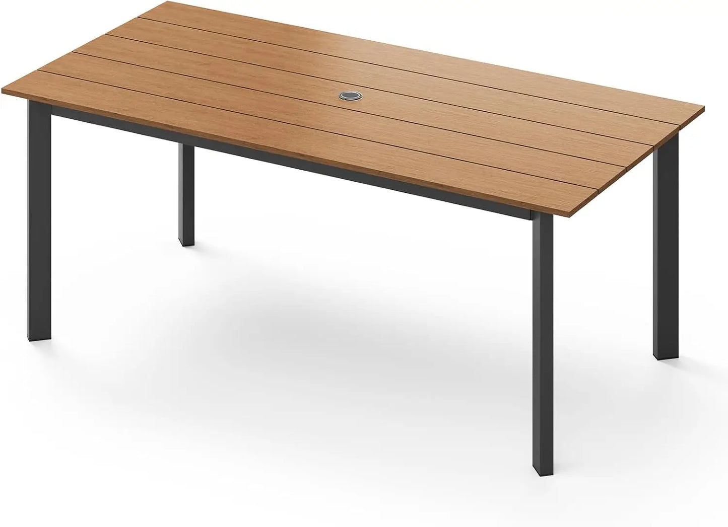 Outdoor Patio Dining Table Set 7 Piece Aluminum And HDPS Weather Umbrella Hole