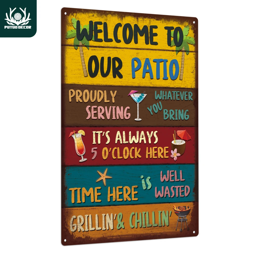 Putuo Decor 1PC Retro Metal Tin Sign Cocktail Wall Decor for Home Bar Pub Club Beach