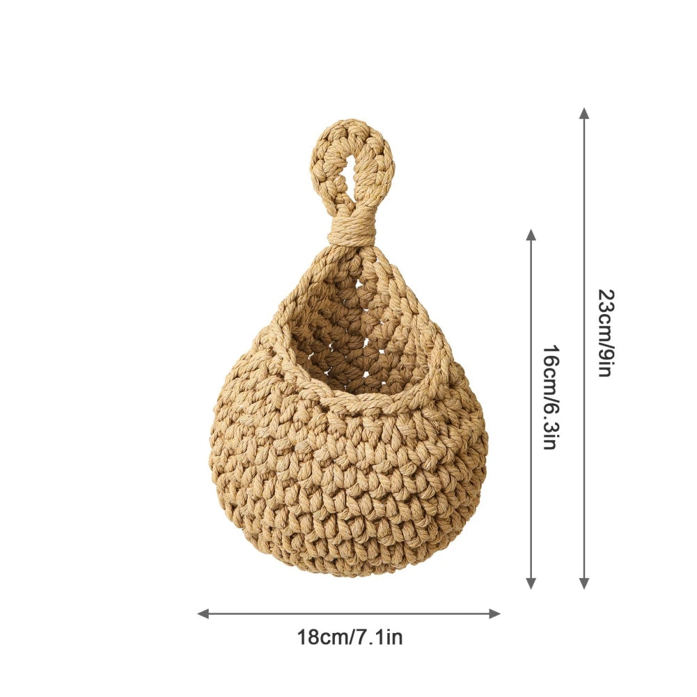 Hanging Fruit Basket Boho Jute Handwoven Kitchen Baskets
