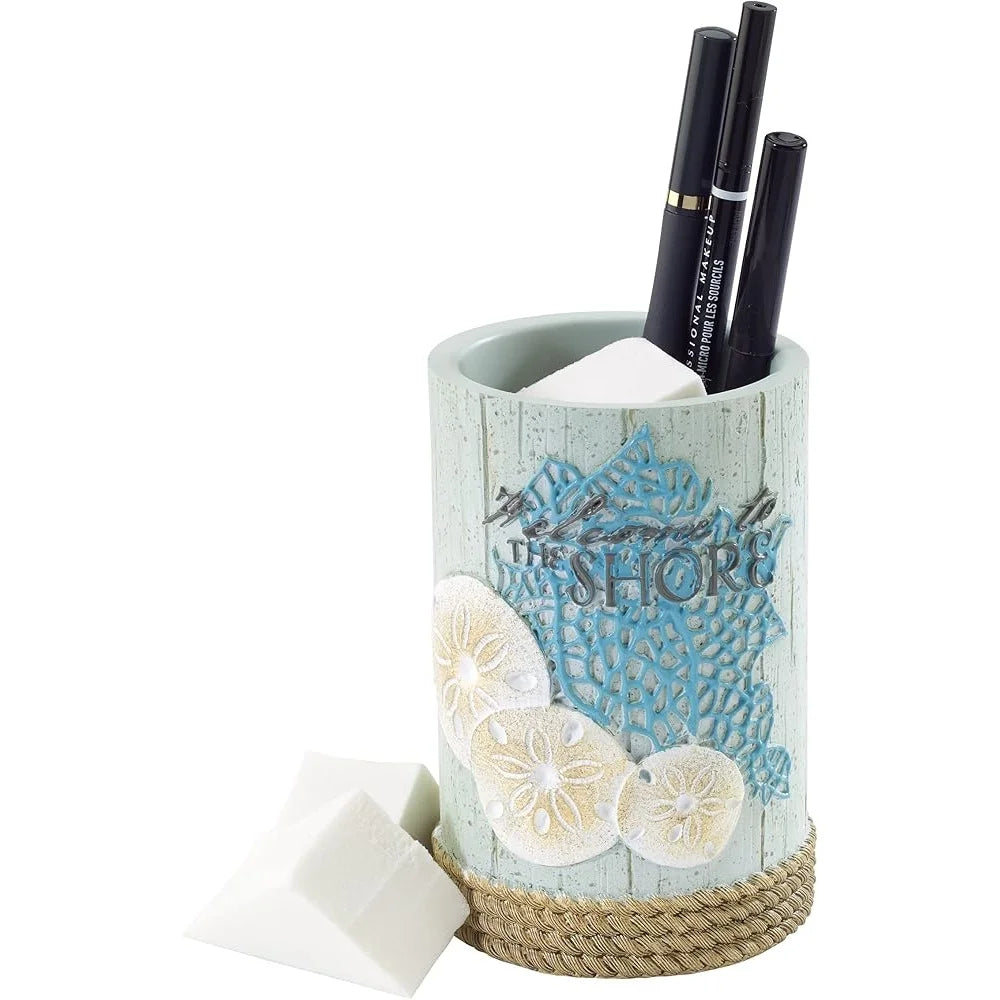 Coastal Tumbler Bathroom Decor Hand Painted Resin Sea Stars