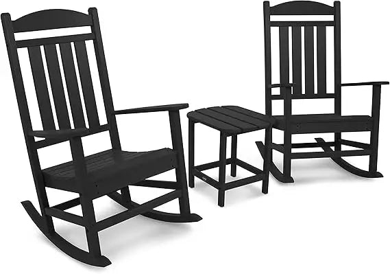 Outdoor Patio Furniture Presidential 3 Piece Rocking Chair Set With Side Table
