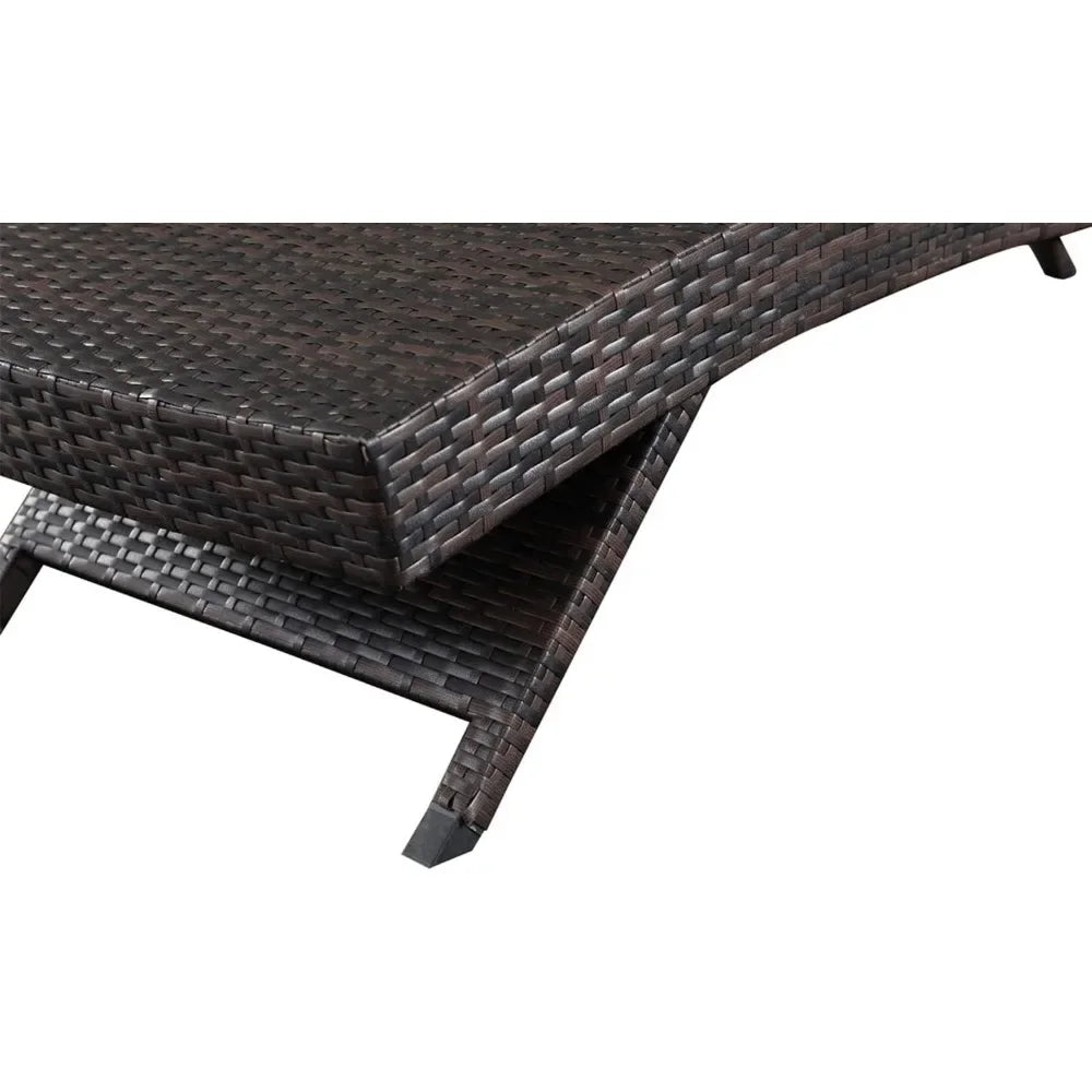 PE Rattan Adjustable Backrest Chaise Lounge Set 2 Outdoor Pool Recliner Chairs