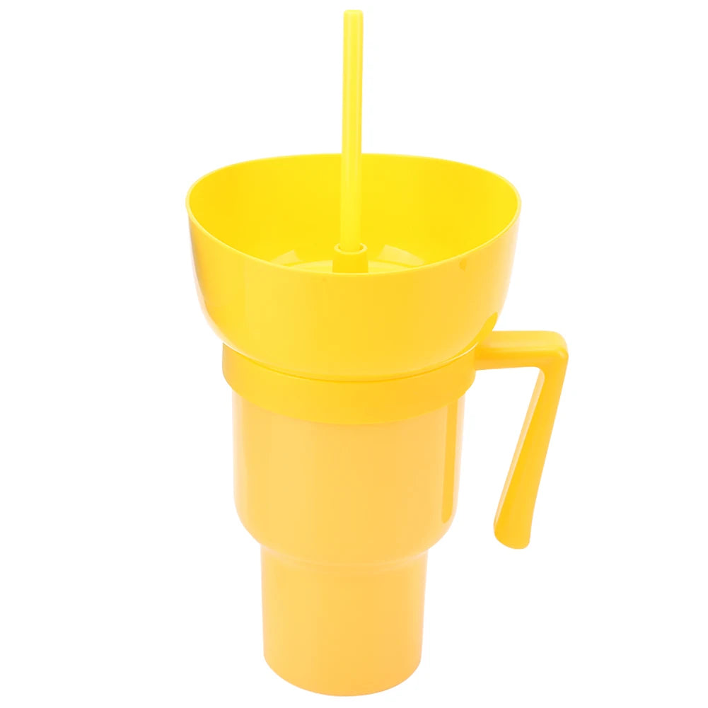 1000ml 2 In 1 Snack Cup With Straw Stadium Tumbler