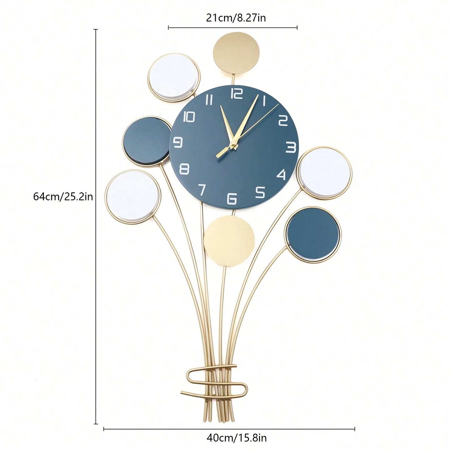 Large Wall Clock Without Drilling Battery Operated Silent Hot Air Balloon Decor Simple Design