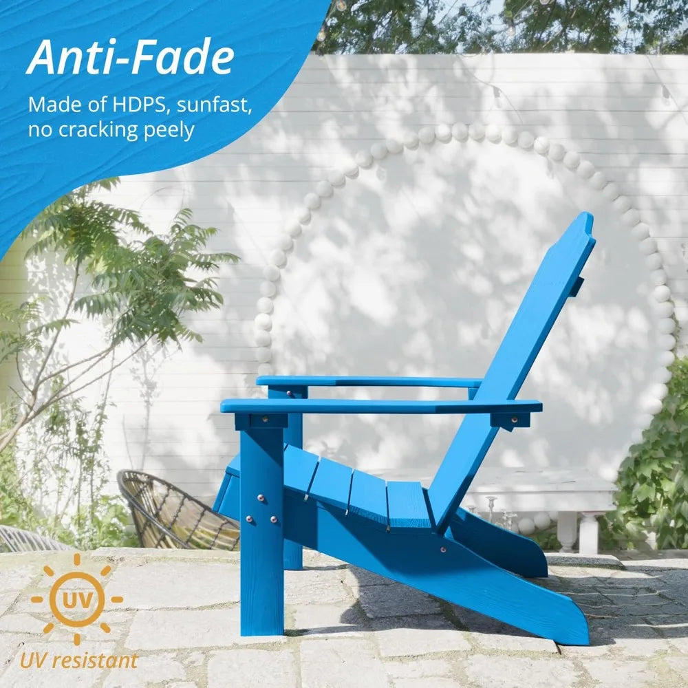 Bright Blue Poly Adirondack Chairs Set 4 Weather Resistant