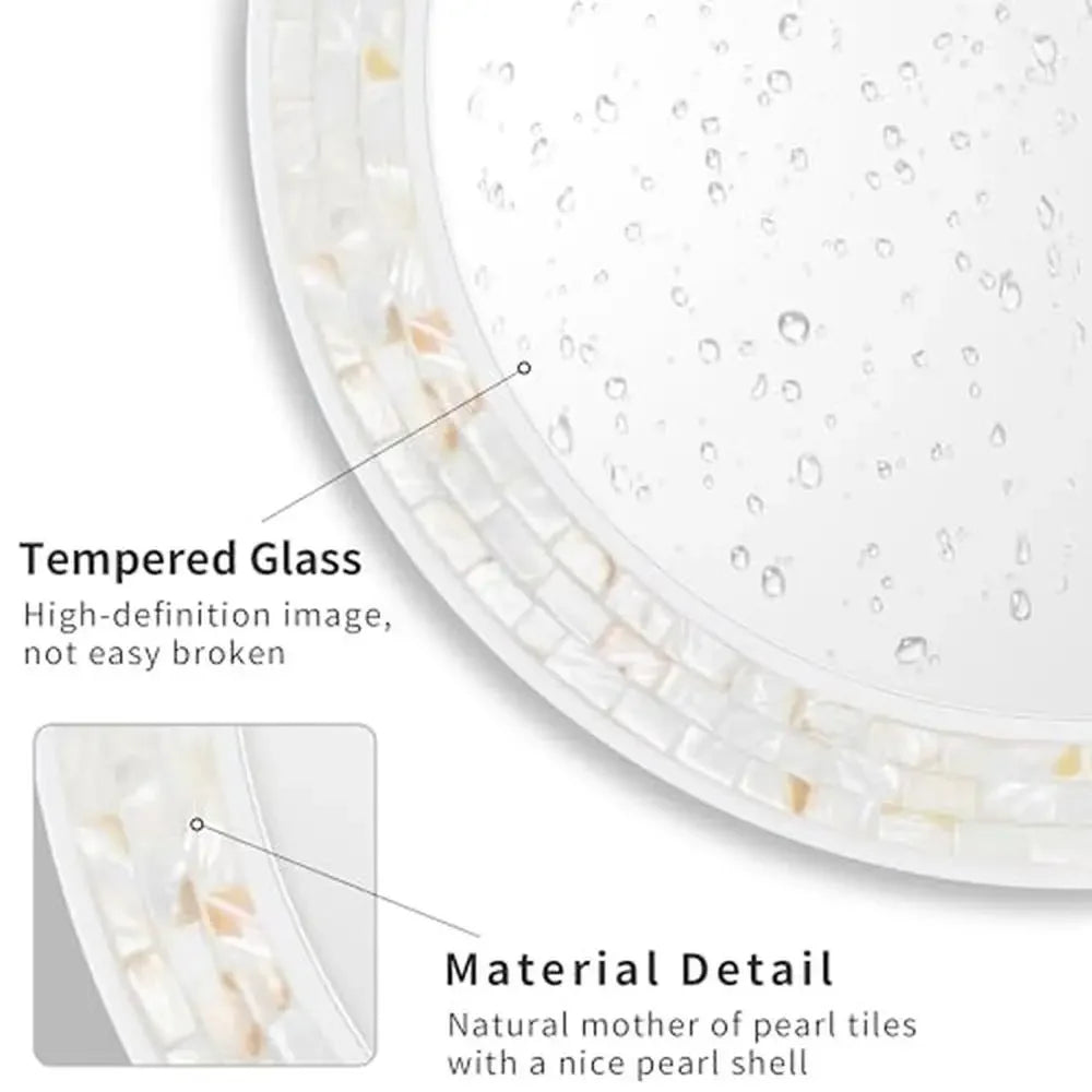 Coastal Mother Of Pearl 24 Inch Round Shell Mirror Wood