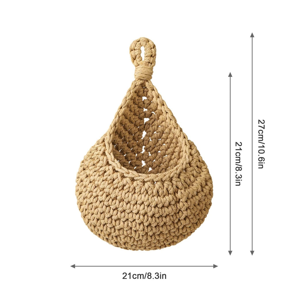 Hanging Fruit Basket Boho Jute Handwoven Kitchen Baskets