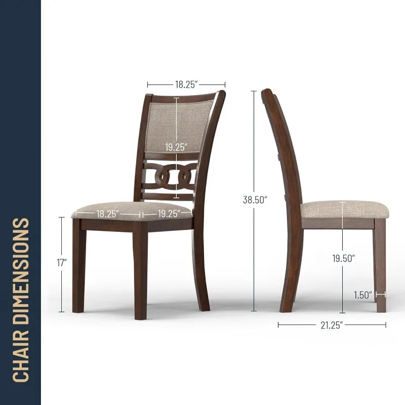 47-Inch Cherry 5-Piece Round Dining Set With Table And 4 Chairs