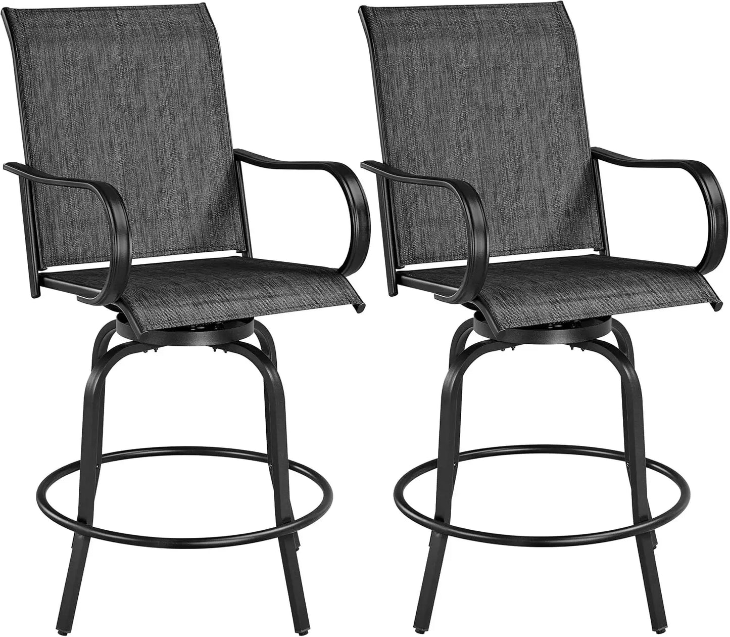 Set Of 2 Patio Swivel Barstools Outdoor All Weather