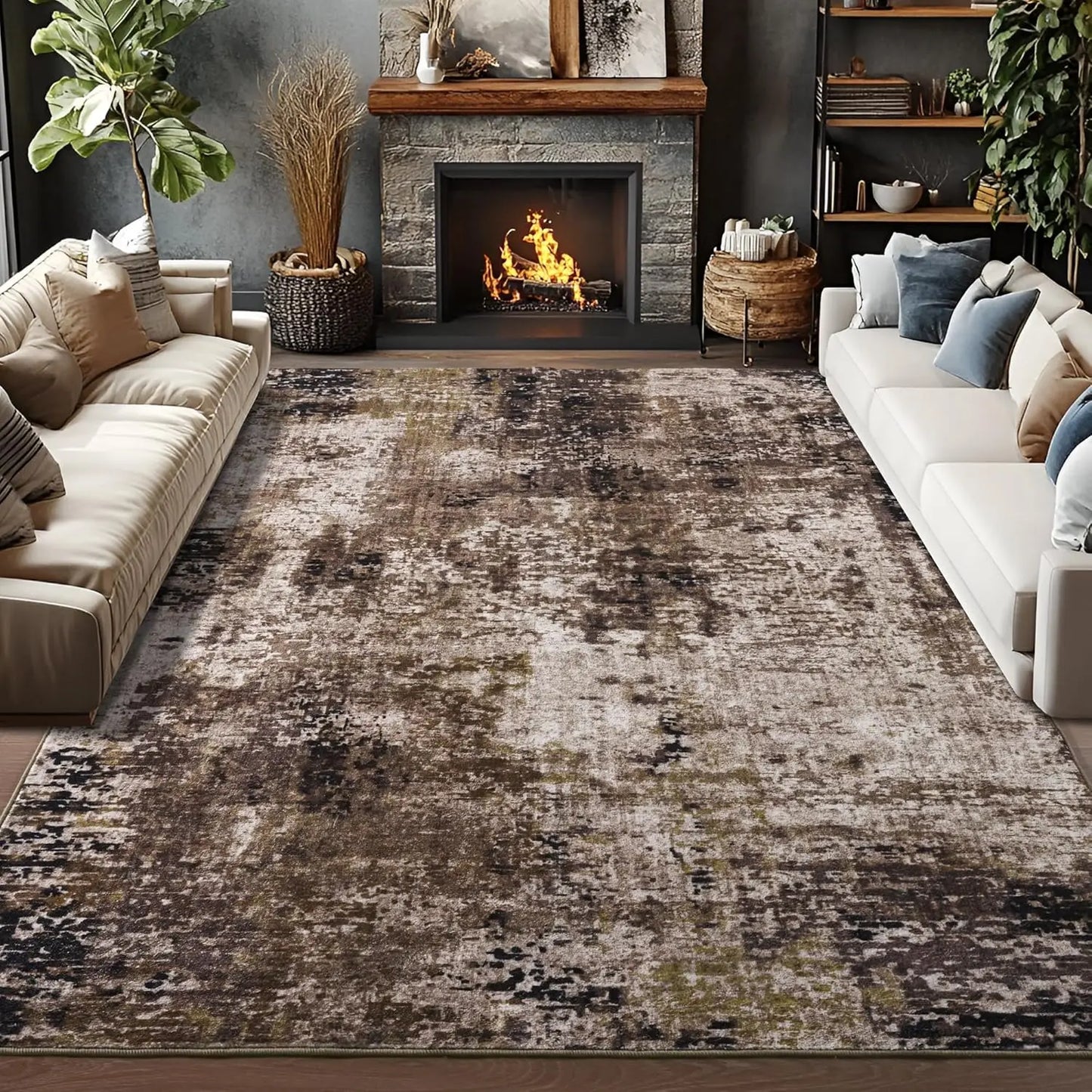 Large Modern Abstract Area Rug Soft Low Pile Non Slip