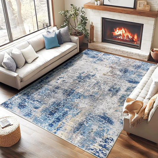 Large Modern Abstract Area Rug Soft Low Pile Non Slip