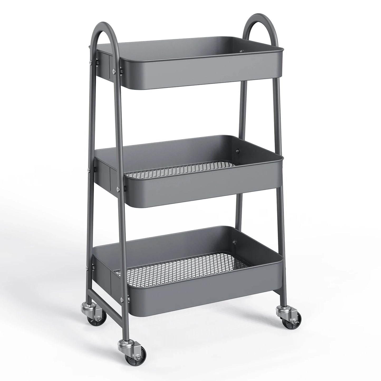 3 Tier Rolling Cart Metal Utility Storage Organizer Kitchen