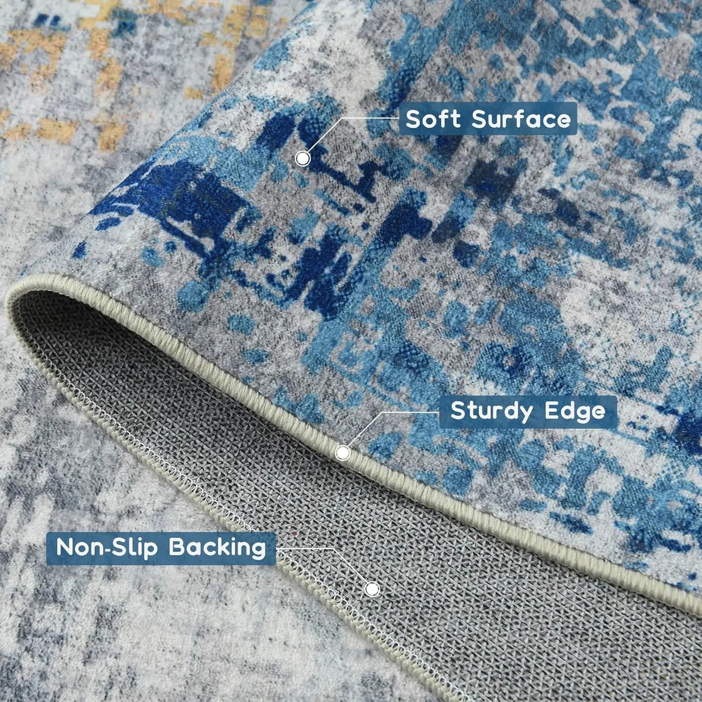 Large Modern Abstract Area Rug Soft Low Pile Non Slip