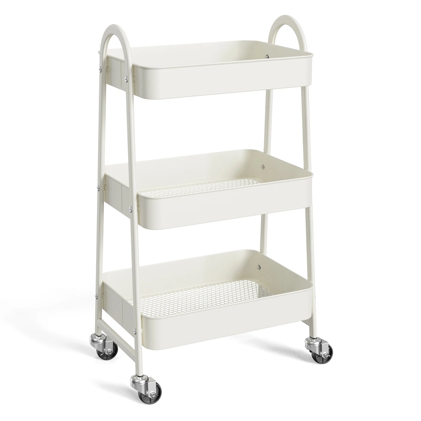 3 Tier Rolling Cart Metal Utility Storage Organizer Kitchen