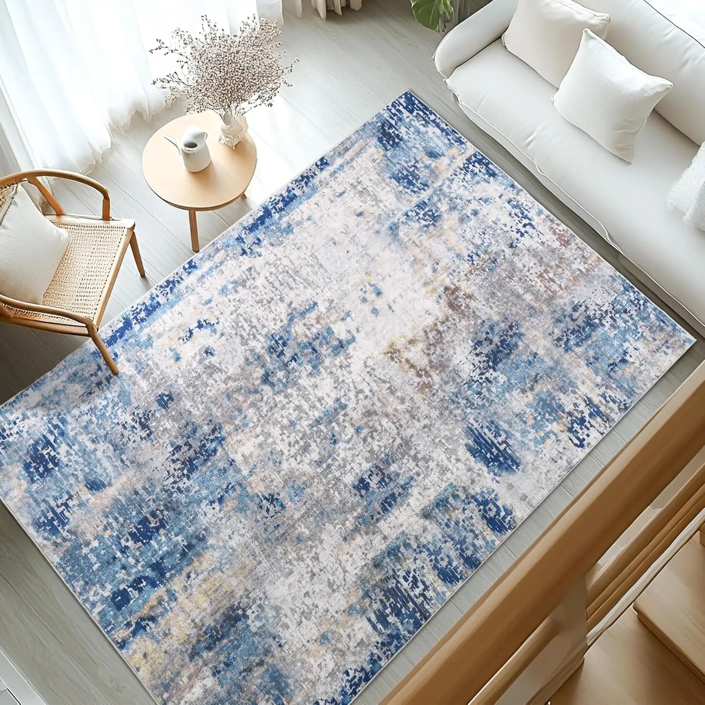 Large Modern Abstract Area Rug Soft Low Pile Non Slip