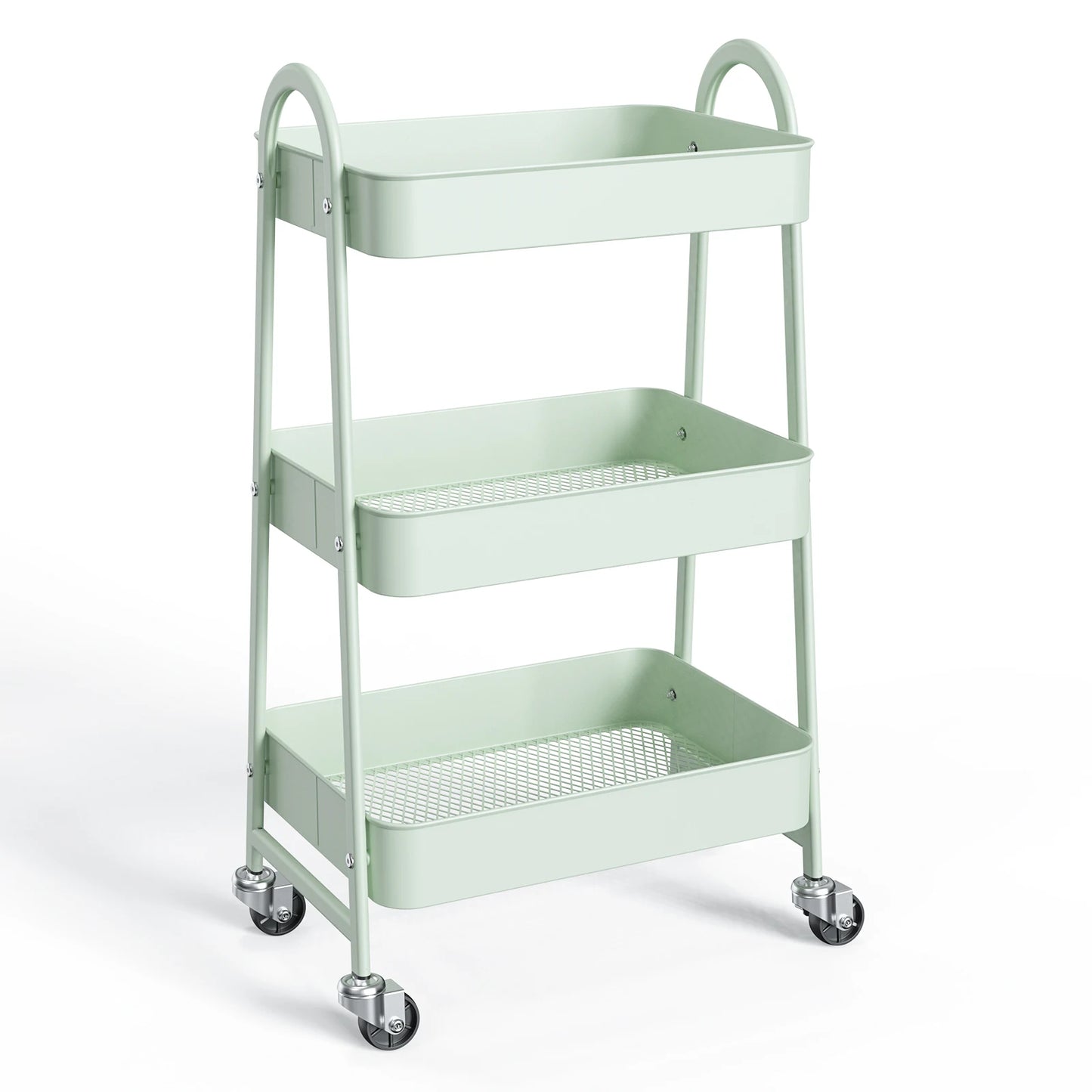 3 Tier Rolling Cart Metal Utility Storage Organizer Kitchen