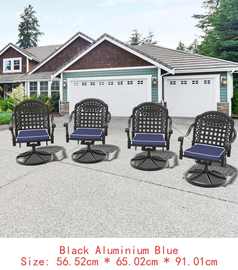 Aluminum Patio Swivel Chairs 2 Pack Black Frame Cushions