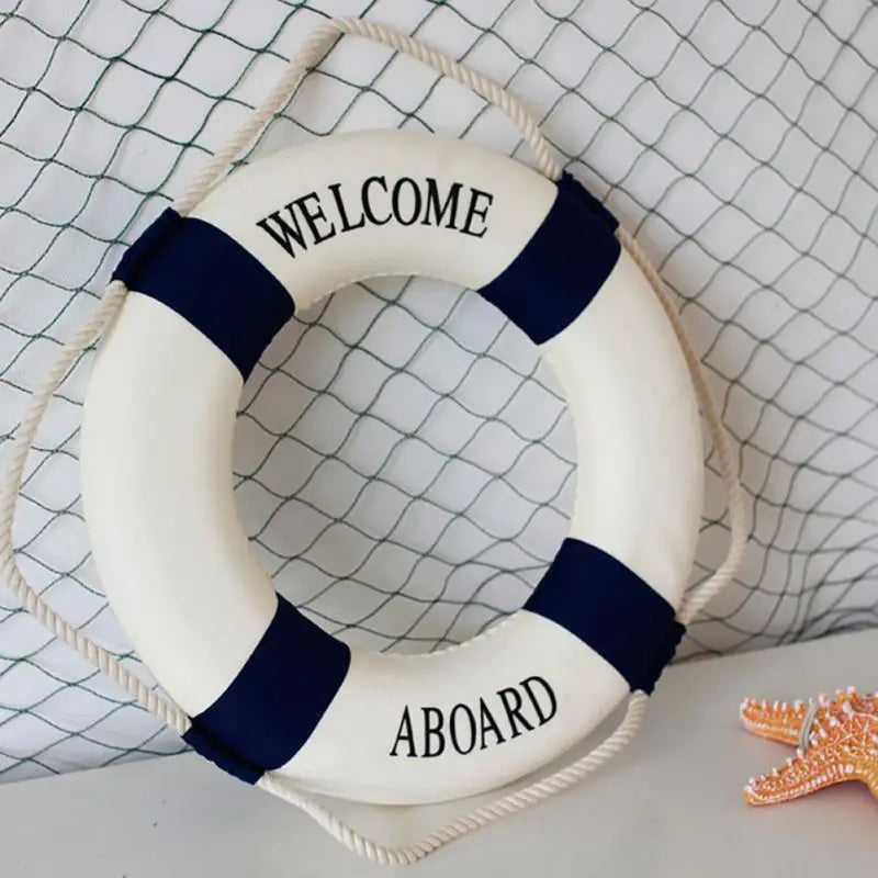 Nautical Lifebuoy Wall Decor Hanging Round For Beach Theme