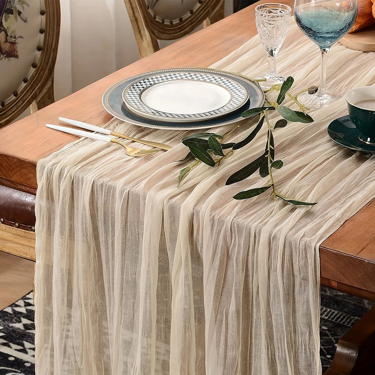 Boho Cheesecloth Table Runner Gauze Sheer Wedding Decor