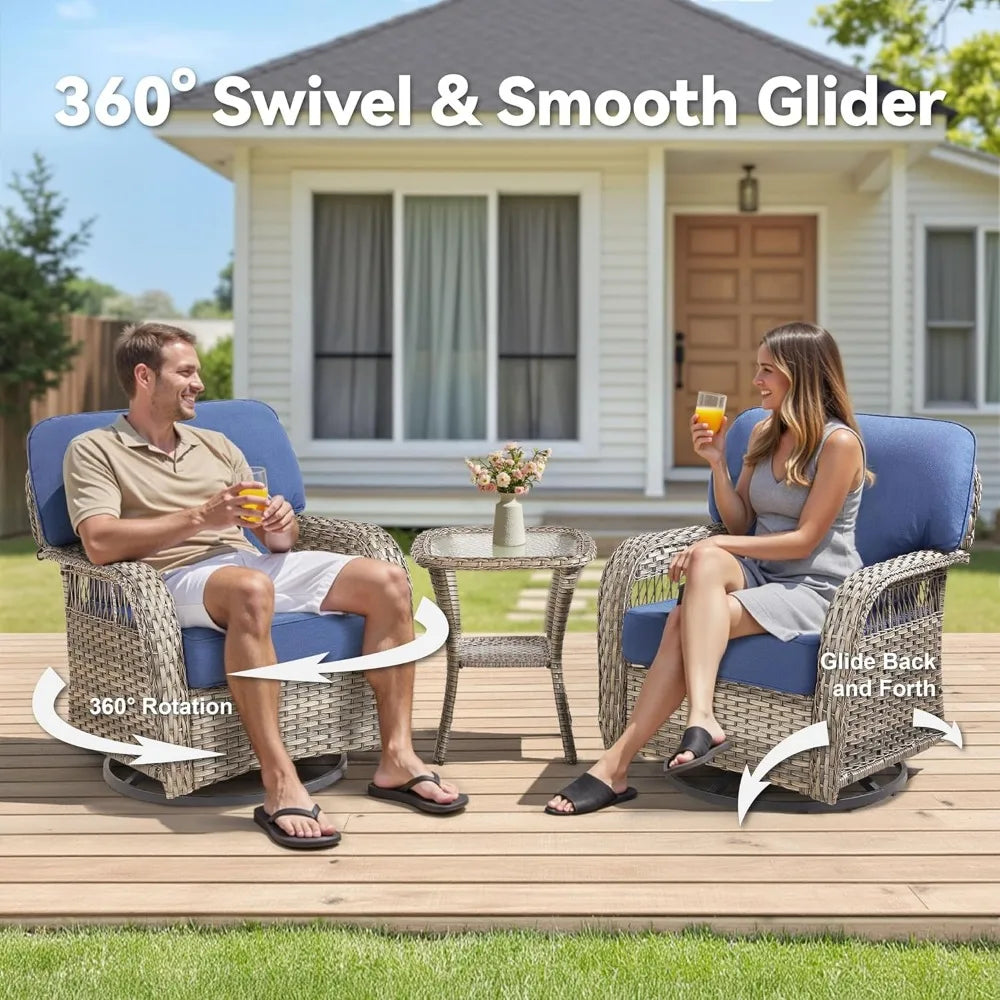 Wicker Swivel Rocker Patio Chairs Set Of 2 All Weather