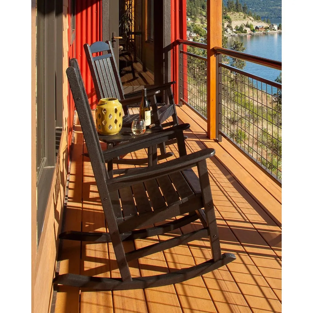 Outdoor Patio Furniture Presidential 3 Piece Rocking Chair Set With Side Table