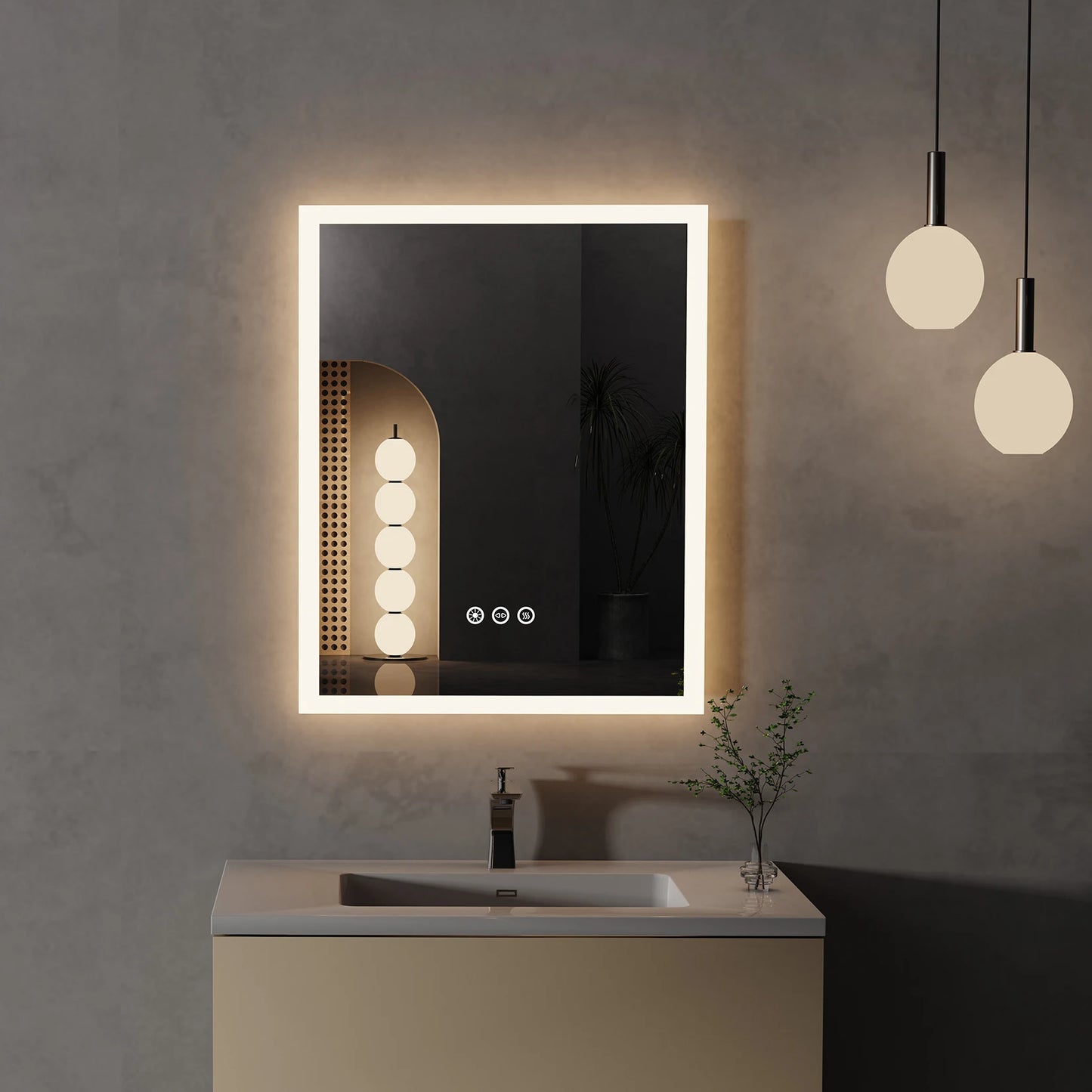 Lighted Bathroom Mirror 16x20 Anti Fog Wall Mounted Mirror Memory Function
