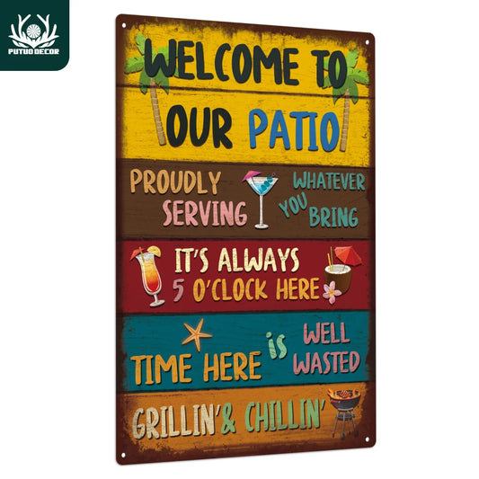 Putuo Decor 1PC Retro Metal Tin Sign Cocktail Wall Decor for Home Bar Pub Club Beach