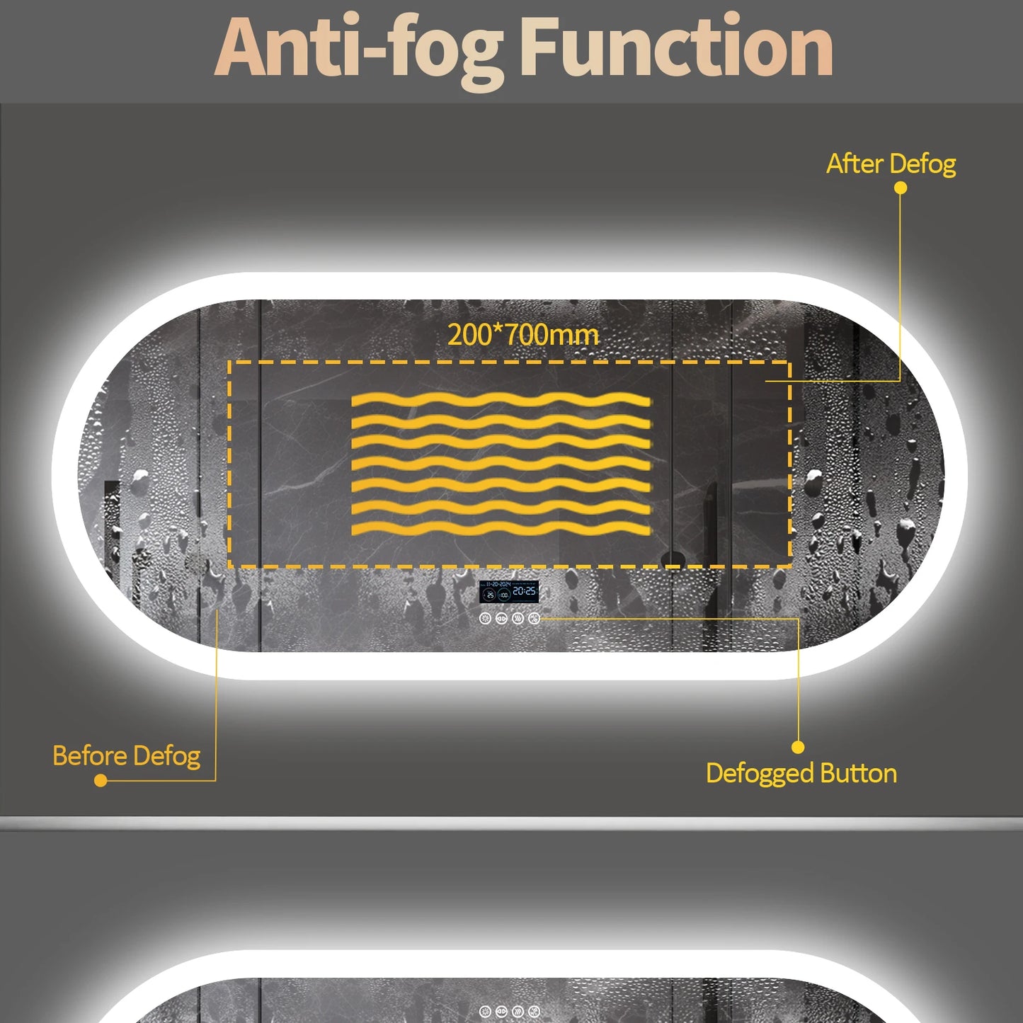 LED Lighted Bathroom Mirror With Bluetooth Speaker RGB Lighting Wall Mount