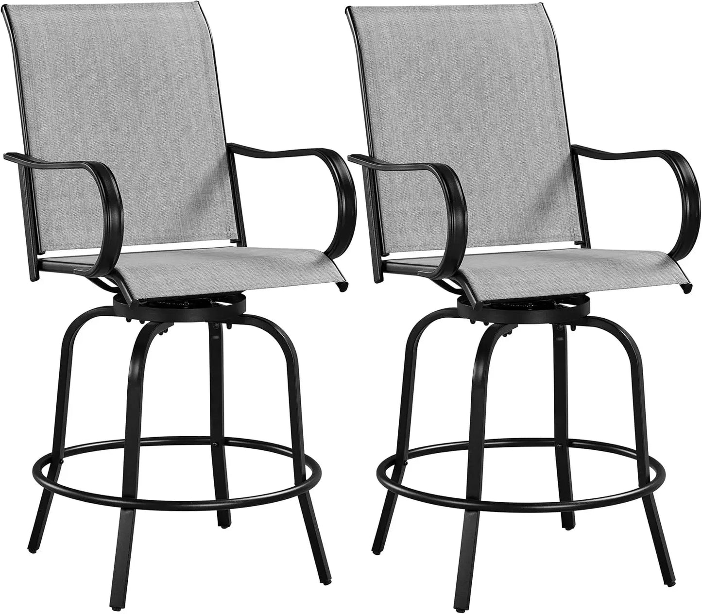 Set Of 2 Patio Swivel Barstools Outdoor All Weather