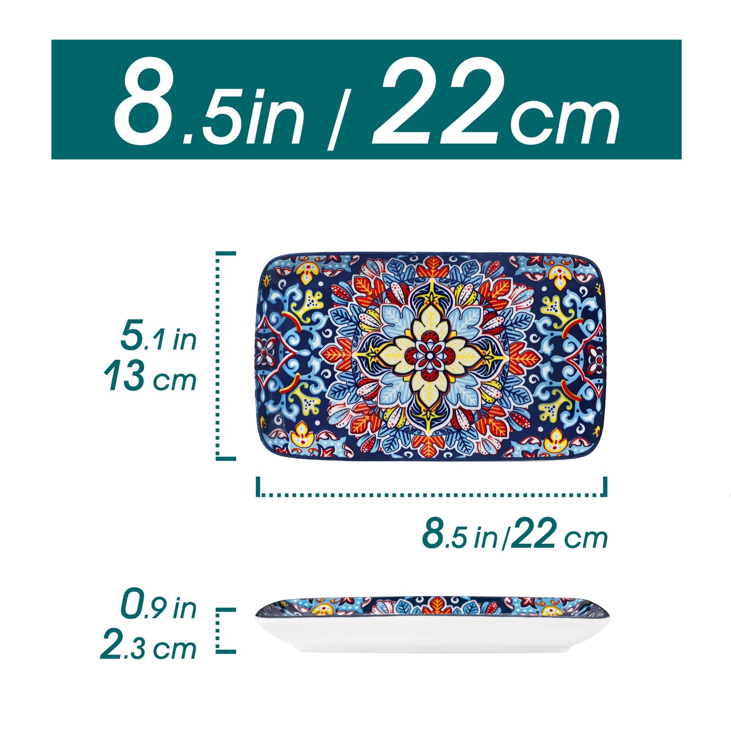 Vancasso 6 Or 12 Piece Porcelain Serving Plates Bohemian 8.5 Inch Dinner Plates Set For Beef Noodles Pasta 6 People