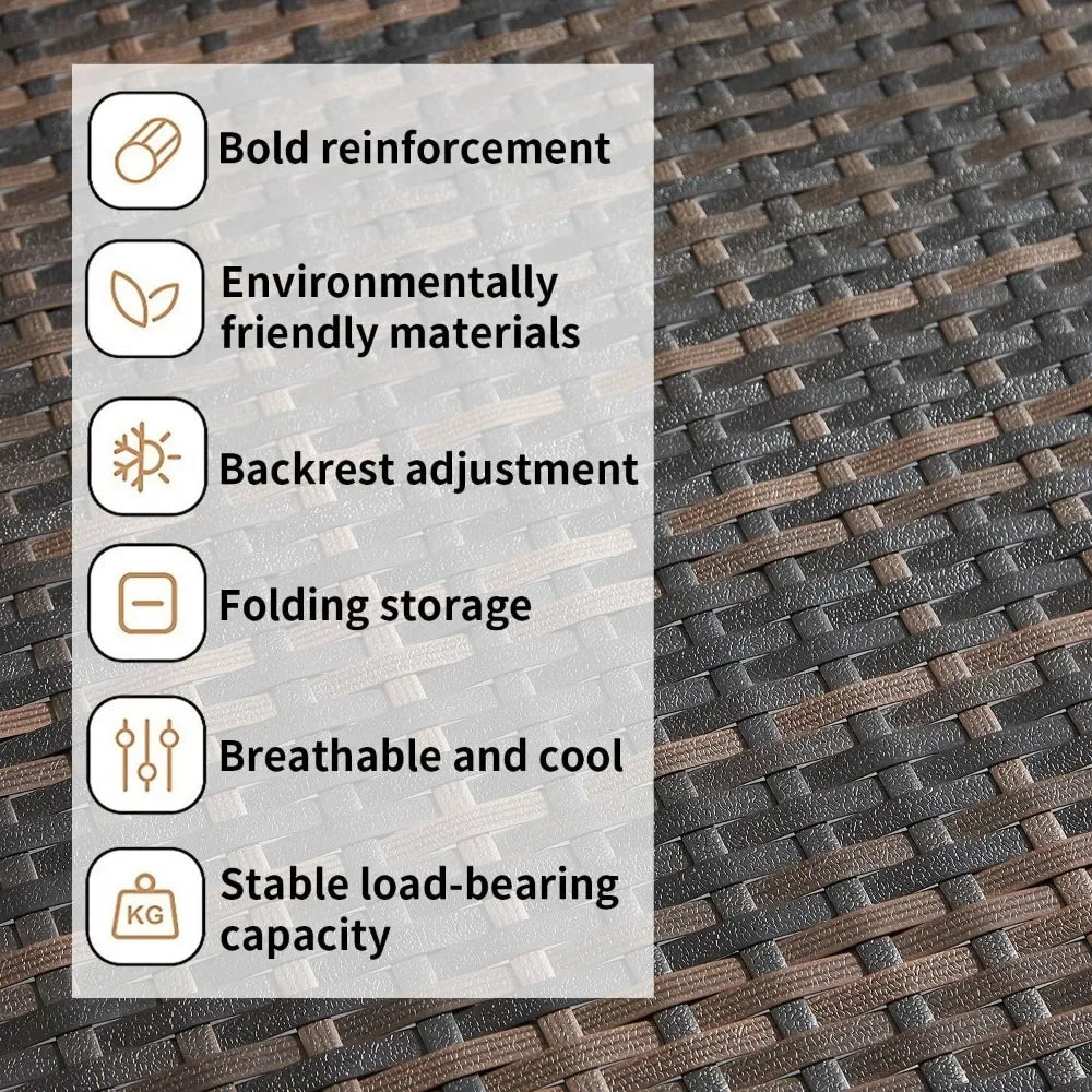 PE Rattan Adjustable Backrest Chaise Lounge Set 2 Outdoor Pool Recliner Chairs