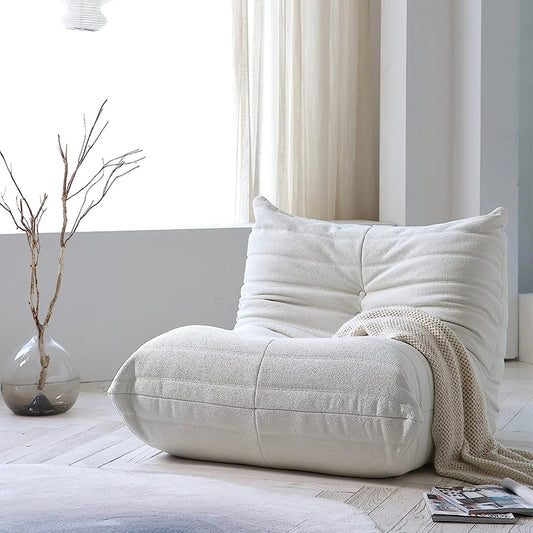 Teddy Fabric Bean Bag Sofa Comfy Lazy Floor Couch Soft Lounge Chair Foam Filled Accent Chair for Living Room Bedroom