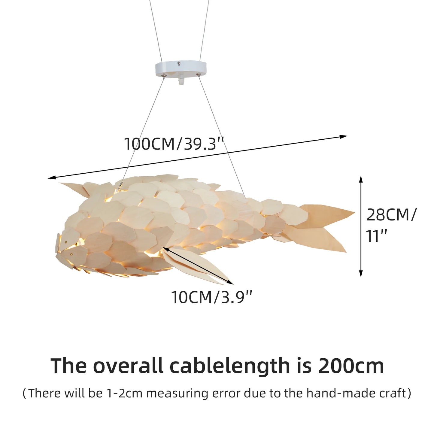 LED Fish Shaped Pendant Light Adjustable Height Chandelier