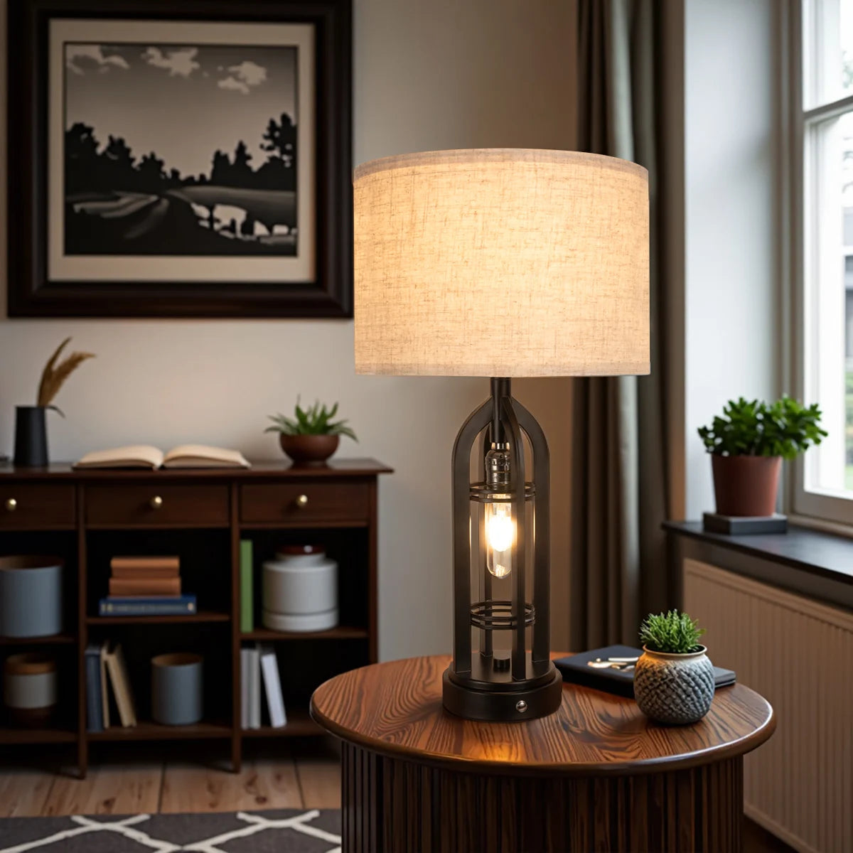 Industrial Retro Desk Lamp Night Light 3 Colors USB Ports