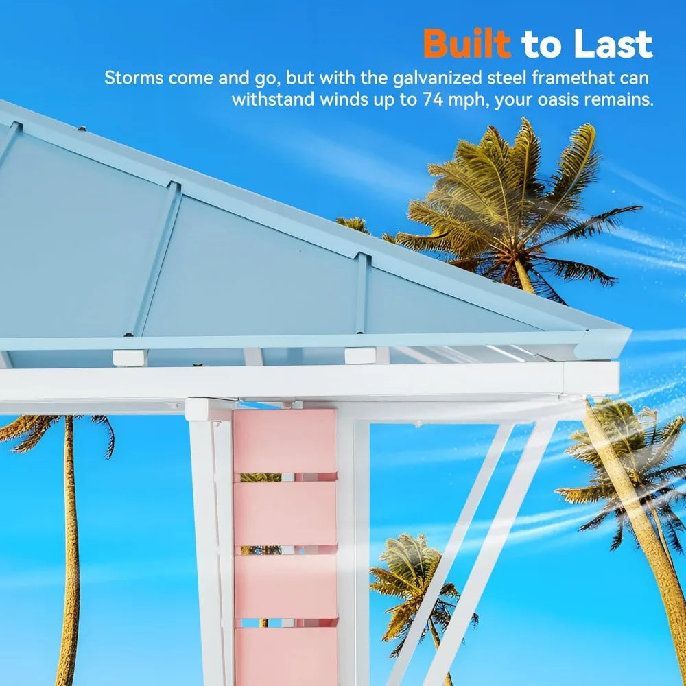 Modern Shade Outdoor Gazebo Bar And Grill With USB Charging Hooks 2 Open Sides