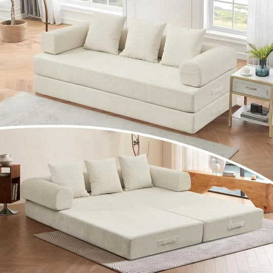 Modular Futon Sofa Bed 3 Seater Chenille Sleeper Couch