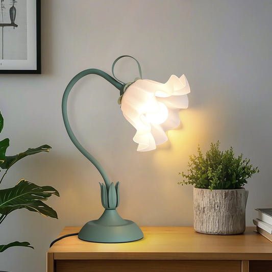 Vintage Green Flower Bedside Lamp with Adjustable Direction E26 LED Lighting for Living Room Decoration