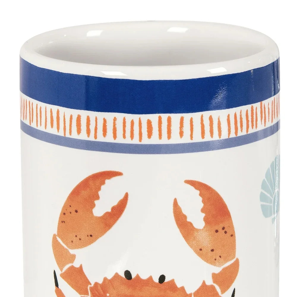 Ceramic Bathroom Shelves Set With Crab Design Soap Pump And Toothbrush Holder Bath Accessories Decor