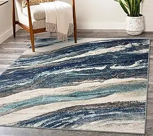 Lagos Collection 7983 Blue 8x10 Art Deco Premium Area Rug