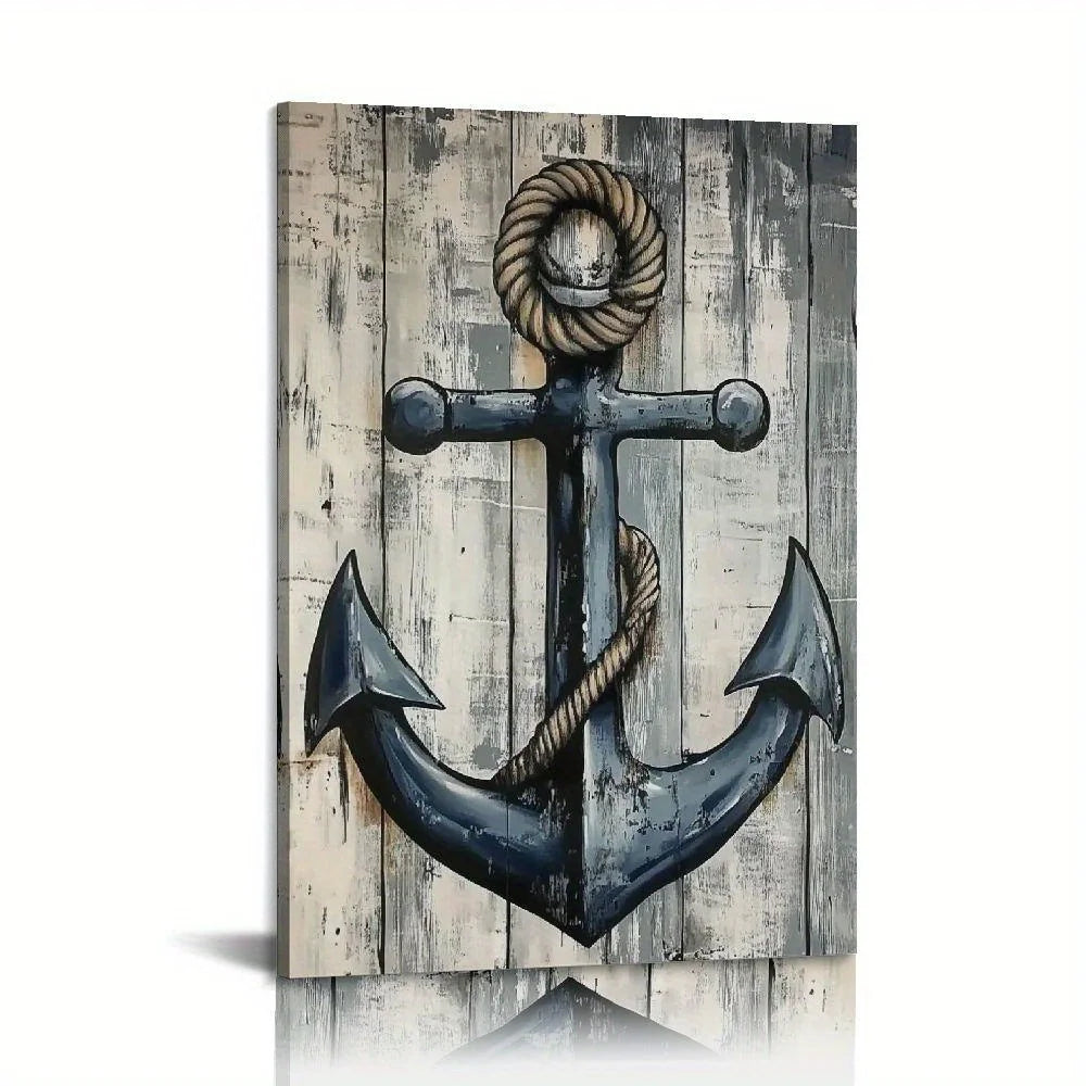 Nautical Canvas Poster Lighthouse Anchor Compass Wall Art