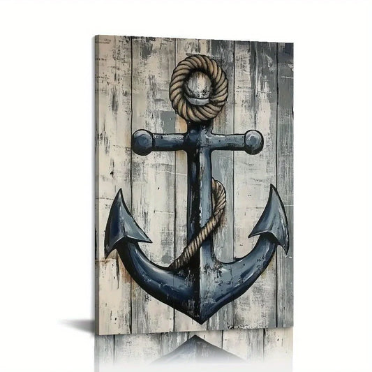 Nautical Canvas Poster Lighthouse Anchor Compass Wall Art