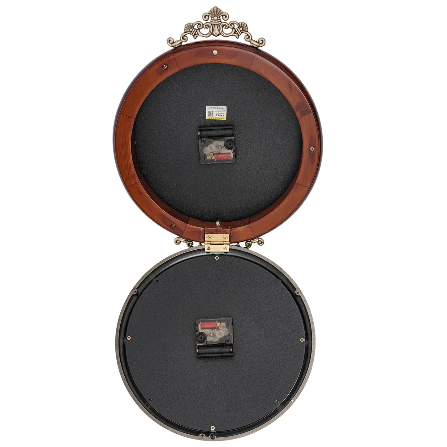 European Art Double Sided Wall Clock Silent Retro Large Metal Wood Living Room Home Decor