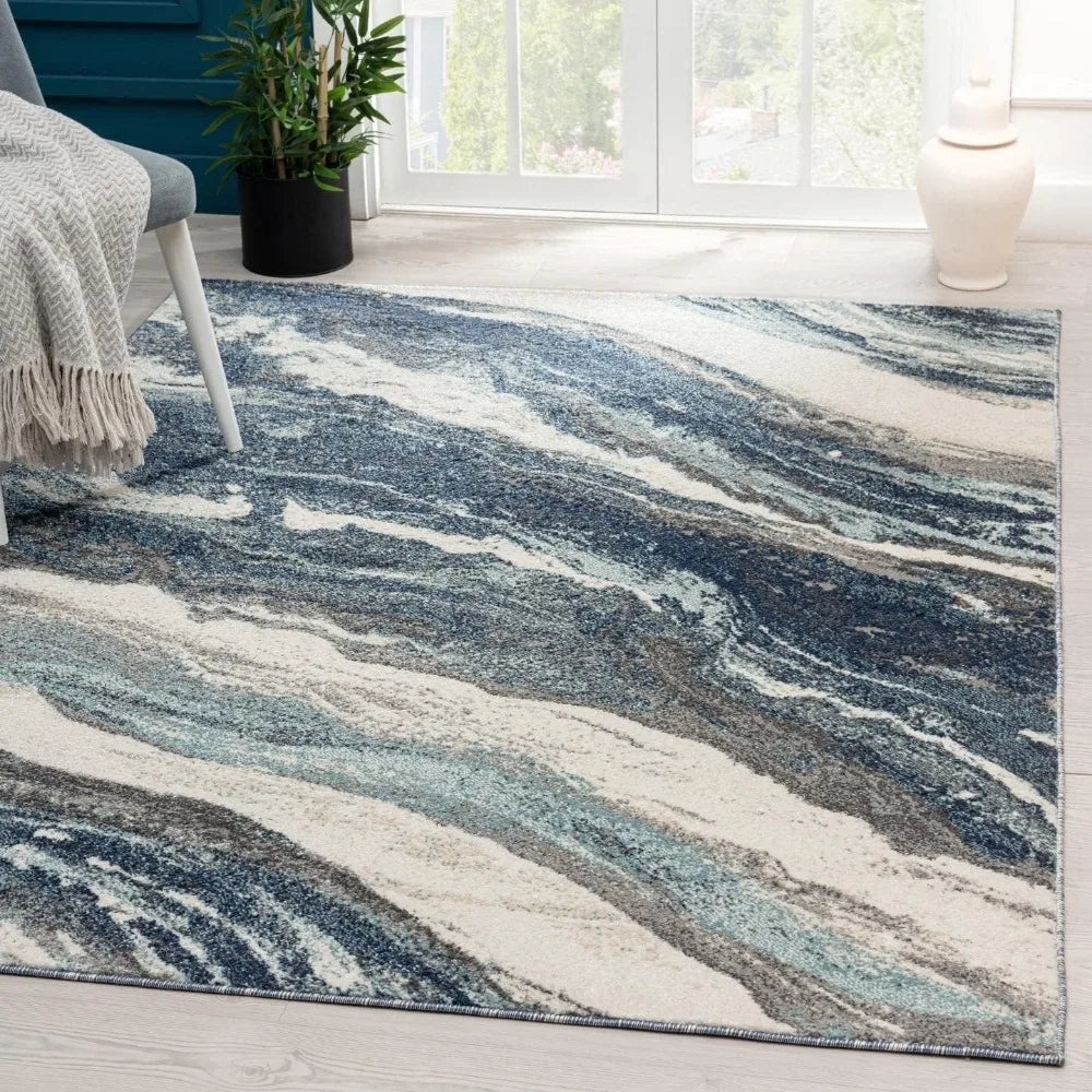 Lagos Collection 7983 Blue 8x10 Art Deco Premium Area Rug