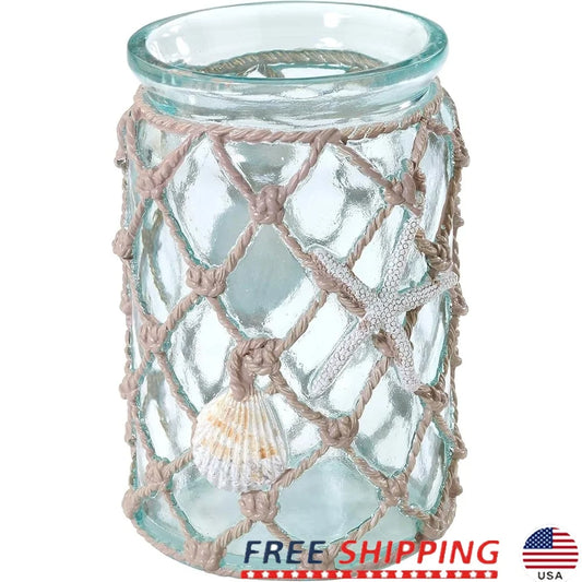 Beach Inspired Resin Countertop Tumbler Cup Seaglass Collection Hand Painted Bathroom Accessory Durable Design Handwash Only
