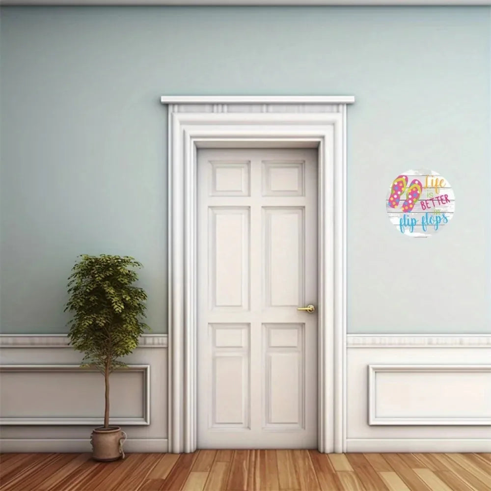 Luxflipdeco Flip Flop Wreath Premium Aluminum Wall Art