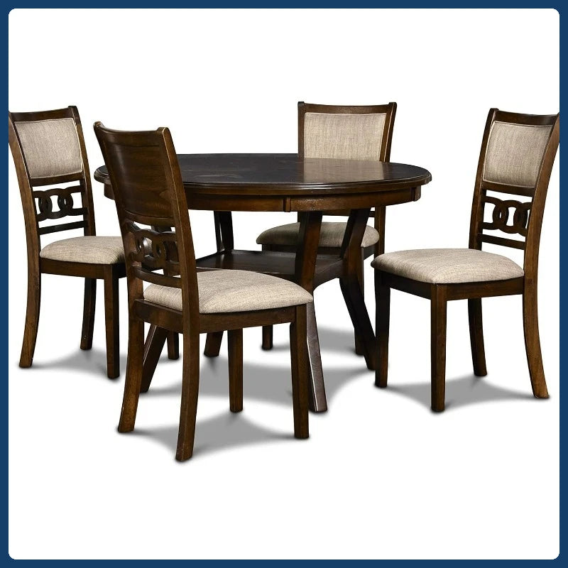 47-Inch Cherry 5-Piece Round Dining Set With Table And 4 Chairs