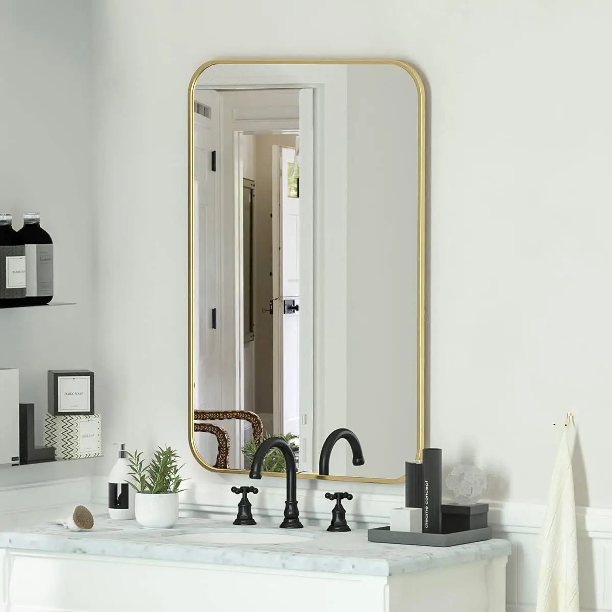 20 By 28 Inches Rectangular Aluminum Frame Wall Mounted Bathroom Mirror