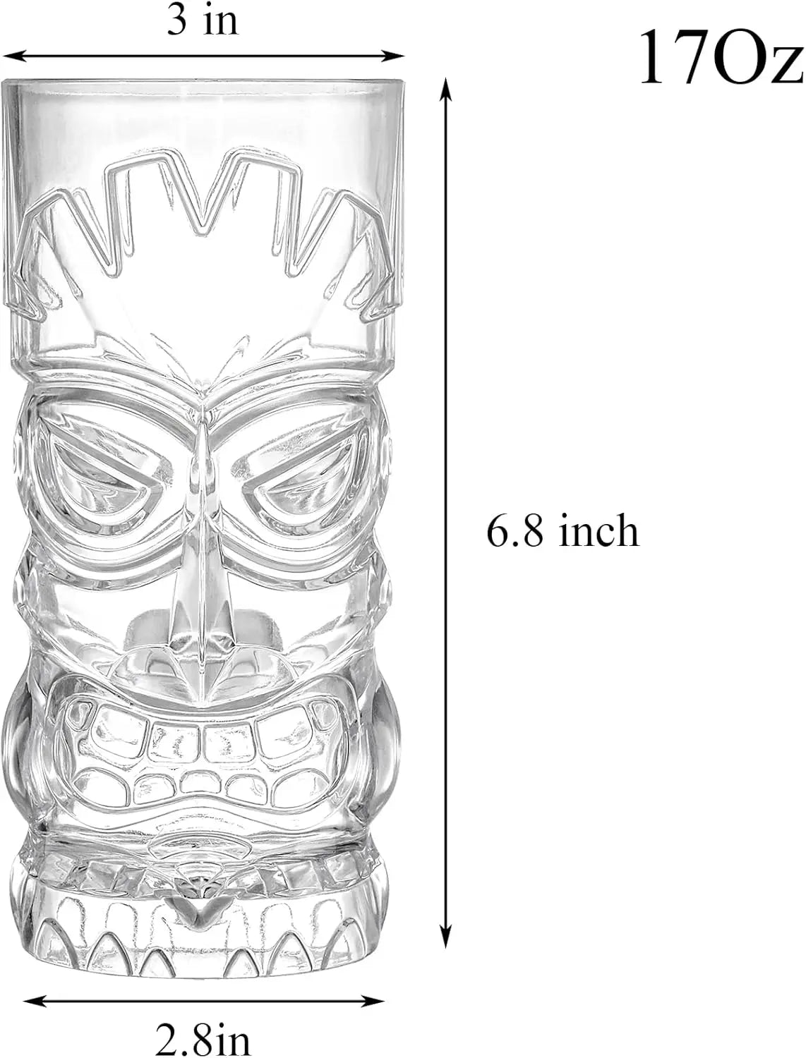 8 Pack 17 Oz Plastic Tiki Cups Clear Tiki Cocktail Mugs For Luau Party