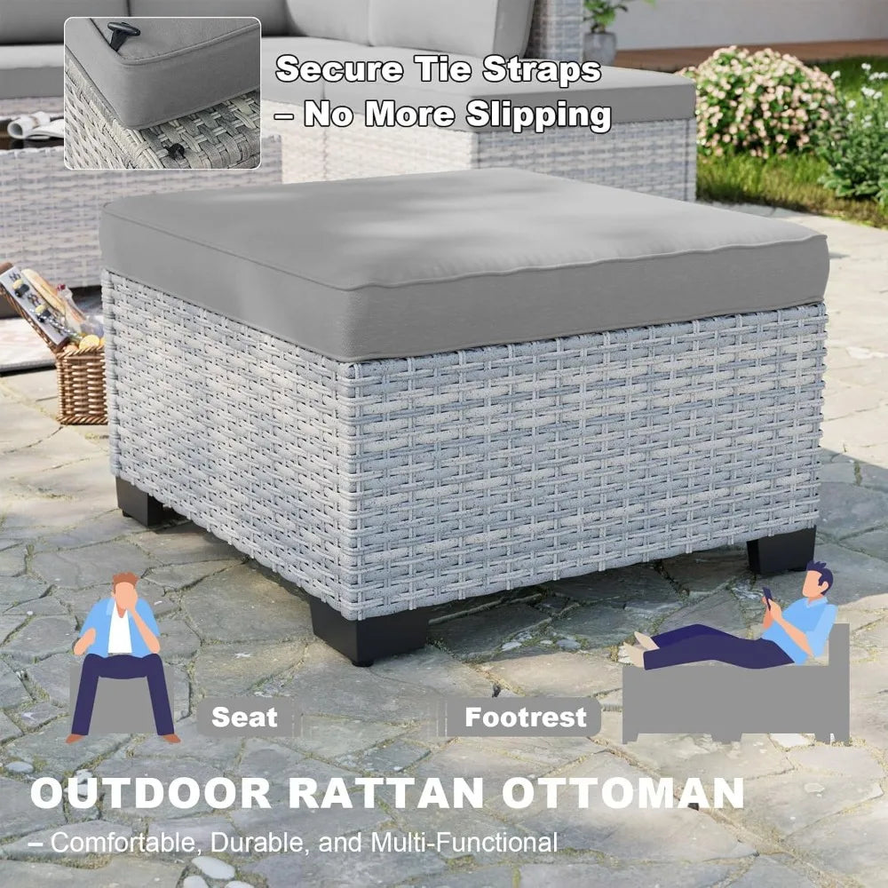 9 Piece Patio Furniture Set Outdoor Sectional With Ottomans